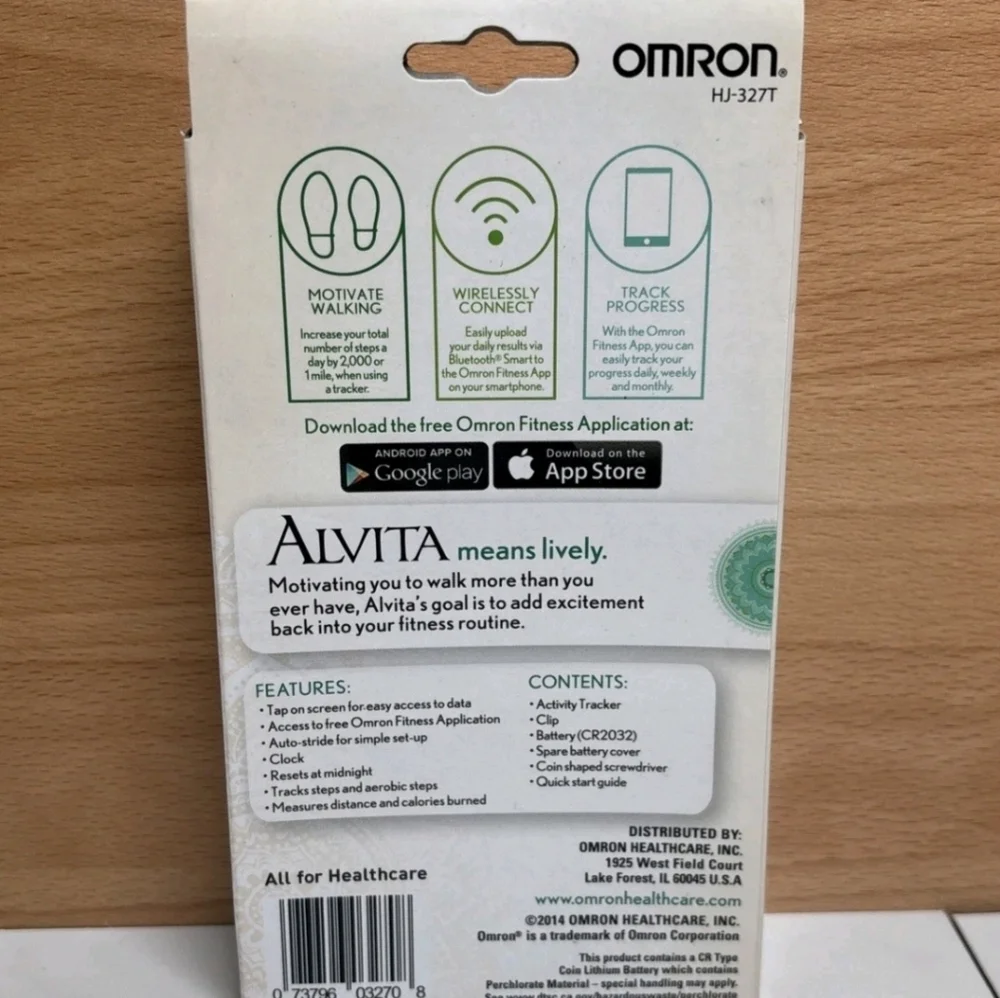 OMRON Alvita Wireless Activity Tracker - Mint and White Clip
